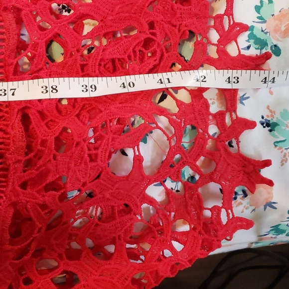 Laffaire | Red Lace Strappy Midi lace dress - nude underlay - Medium - Picture 14 of 14